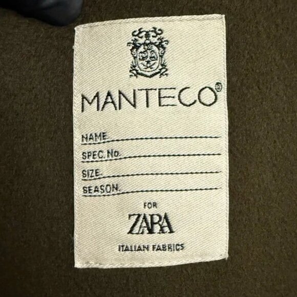 NWT Zara Monteco Wool Double-Breasted Long Coat with Gray Collar/ Olive Green M - Picture 14 of 16